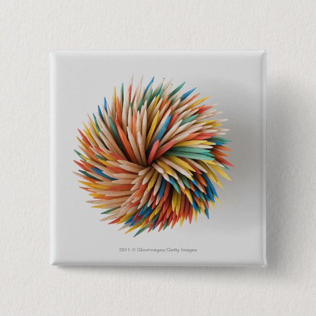 Close-up of coloured pencils 15 cm square badge (Front)