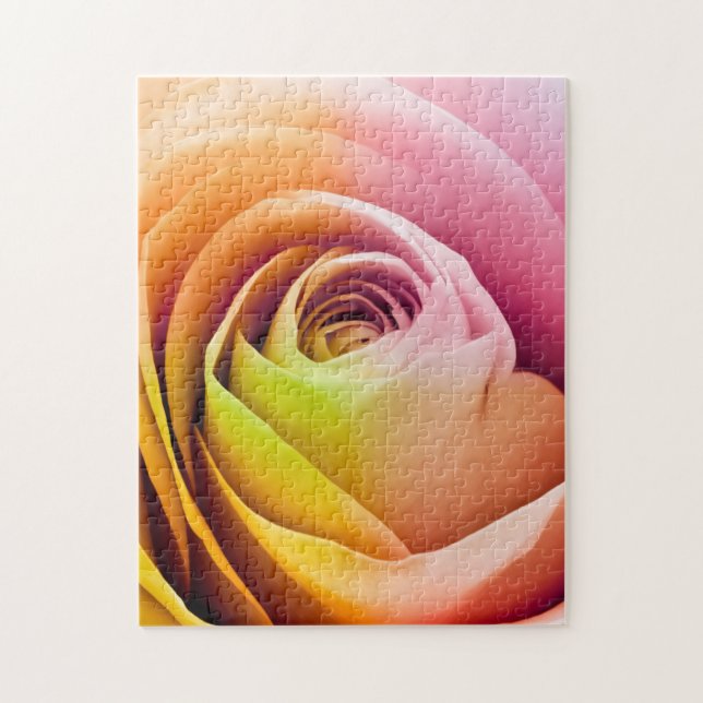 Close up of Colourful Rose Petals Jigsaw Puzzle (Vertical)