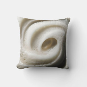 Close-Up of Creamy White Foam with Swirling Textur Cushion