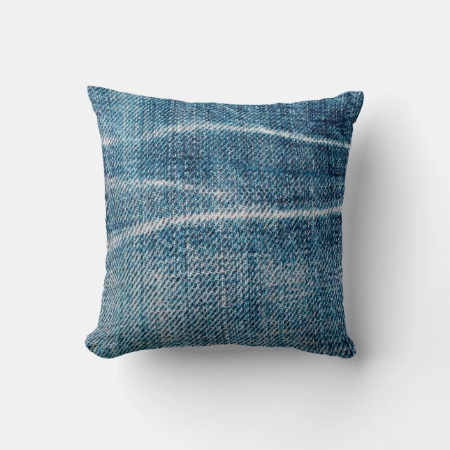 close-up of denim cloth cushion (Front)