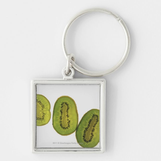 Close-up of five slices of kiwi fruit key ring (Front)