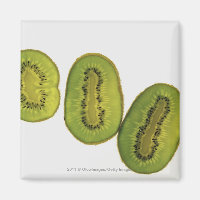 Close-up of five slices of kiwi fruit