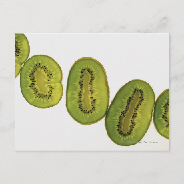 Close-up of five slices of kiwi fruit postcard (Front)