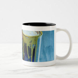 Close-up of four paint cans Two-Tone coffee mug