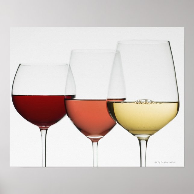 Close up of glasses of different wines poster (Front)