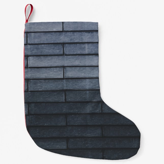 Close-up of gray brick wall small christmas stocking (Front)