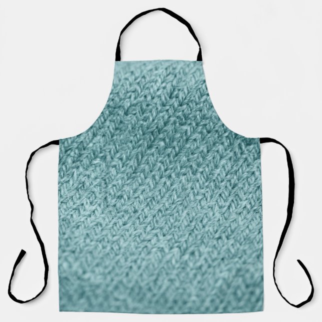 Close up of green knitted textured background.  apron (Front)