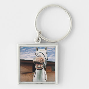 Close-up of Horse with Mouth Open Key Ring