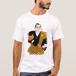 Close up of Japanese male doll holding cup and T-Shirt