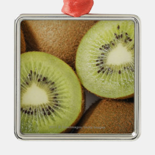 Close-up of kiwi fruits 2 metal tree decoration
