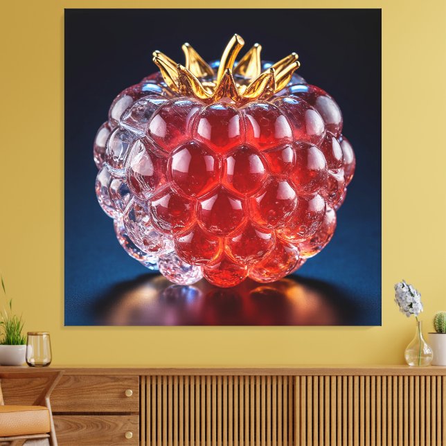 Close-Up of Luxury Crafted Red Crystal Raspberry Canvas Print (Insitu(LivingRoom))