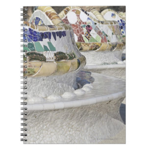 Close-up of Mosaics on Gaudi Building, Parc Spiral Notebook
