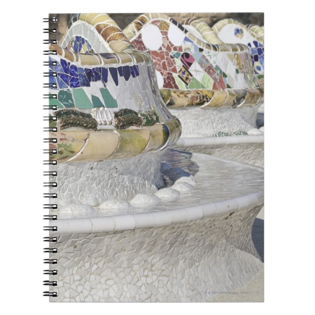 Close-up of Mosaics on Gaudi Building, Parc Spiral Notebook (Front)