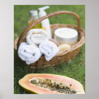 Close-up of papaya massage therapy treatment