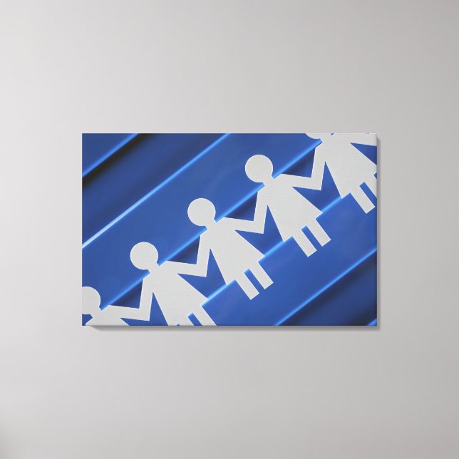 Close-up of paper chain dolls canvas print (Front)