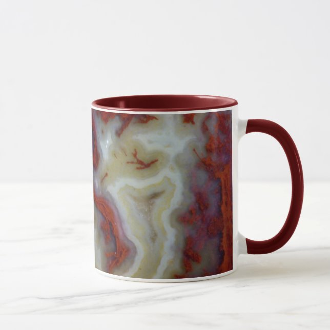 Close up of Red Moss Agate Slab Mug (Right)