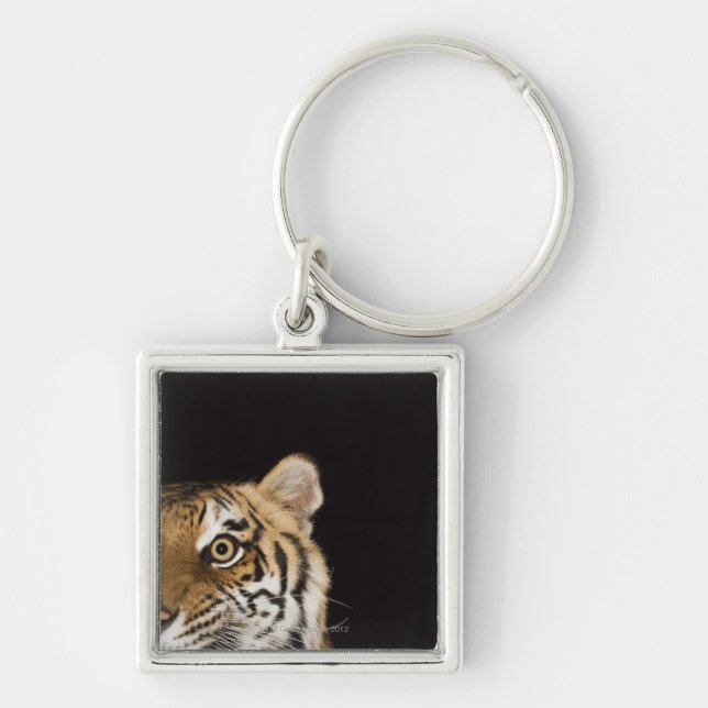 Close up of roaring tiger's face key ring (Front)