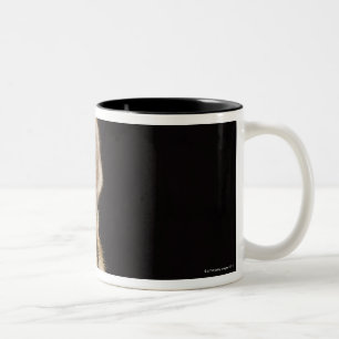 Close up of roaring tiger's face Two-Tone coffee mug