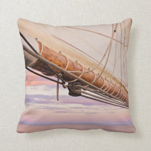 Close-Up Of Sail And Ropes Maine, Camden Cushion