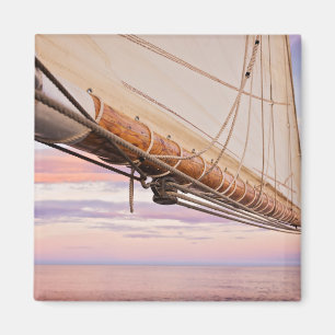 Close-Up Of Sail And Ropes Maine, Camden Magnet