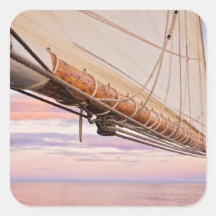 Close-Up Of Sail And Ropes Maine, Camden Square Sticker