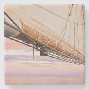 Close-Up Of Sail And Ropes Maine, Camden Stone Coaster