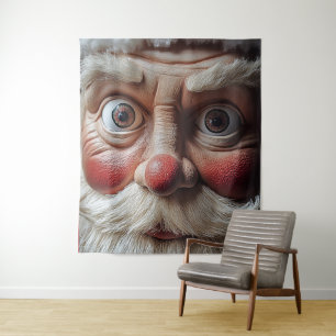Close-Up of Santa’s Surprised Expression Tapestry