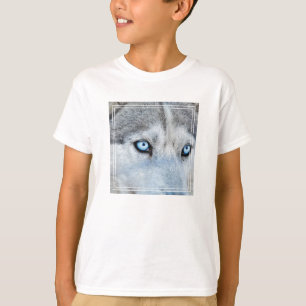 Close up of Siberian Husky with Blue Eyes T-Shirt