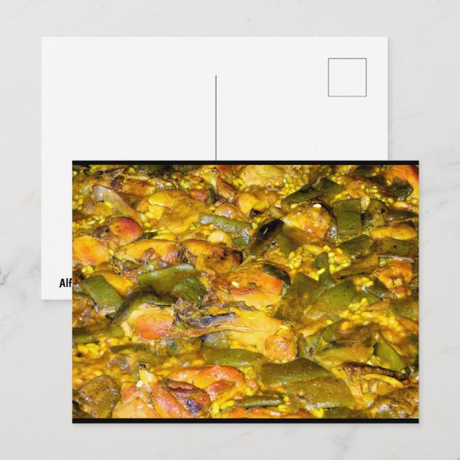 Close up of Spanish Paella Postcard (Front/Back)