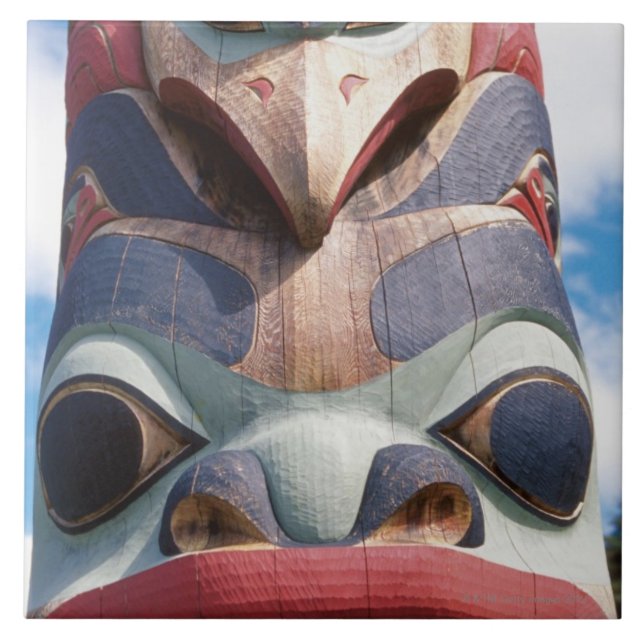 Close-up of totem pole in Sitka, Alaska, USA Tile (Front)