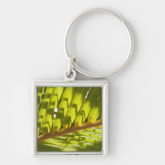 Close up of tropical palm frond key ring (Front)