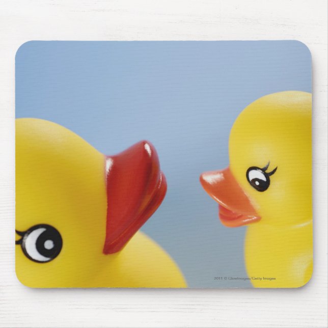 Close-up of two rubber ducks mouse pad (Front)