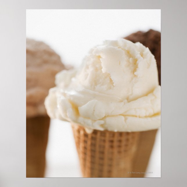 Close up of various ice cream cones poster (Front)