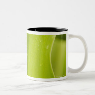 Close up of wet tropical leaf Two-Tone coffee mug