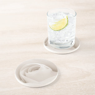 Close up of White Rose Petals Coaster