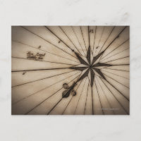 Close up of wind rose on antique map