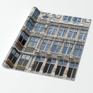Close up of windows of famous guildhalls in Grote  Wrapping Paper