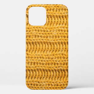 Close up of yellow knitted textured background. Tr iPhone 12 Case