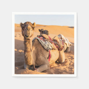 Close-up on Camel in Oman desert Napkin