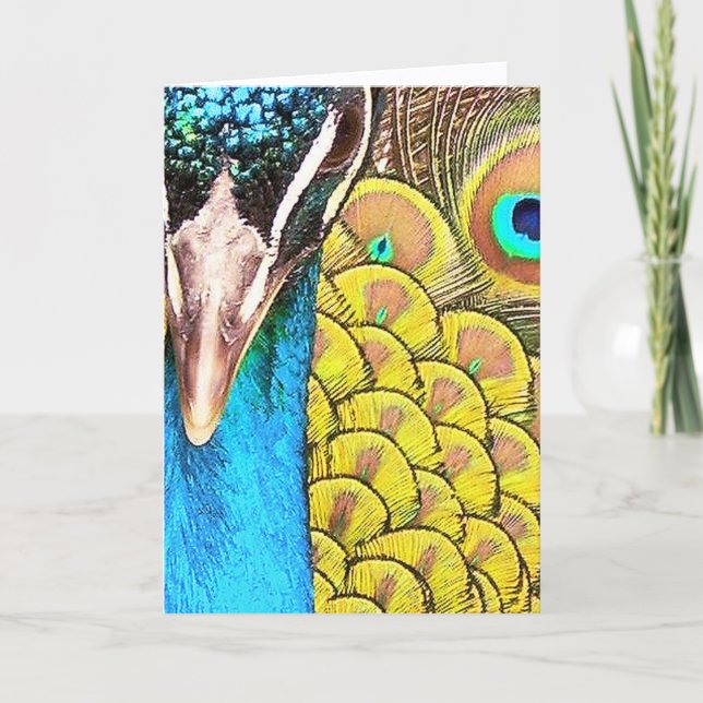 Close Up Peacock Colours Birthday Card (Front)
