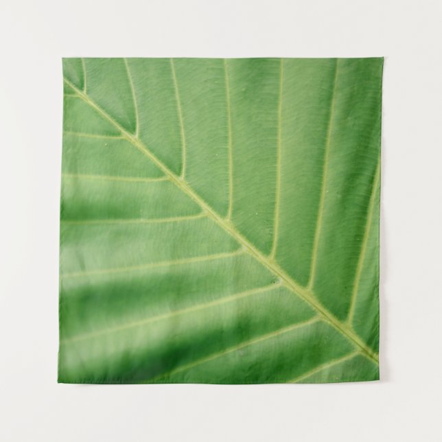 Close up photo of green leaf tapestry (Front)