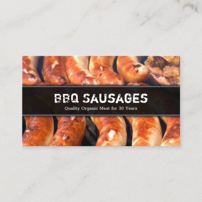 Close up Photo of Sausages on BBQ - Business Card (Front)