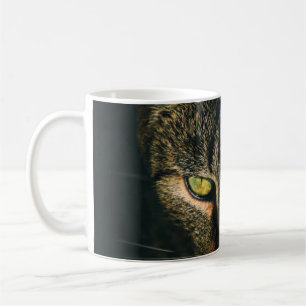 CLOSE-UP PHOTOGRAPHY OF GRAY TABBY CAT COFFEE MUG