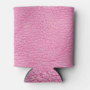 Close-up pink leather, textured background. can cooler