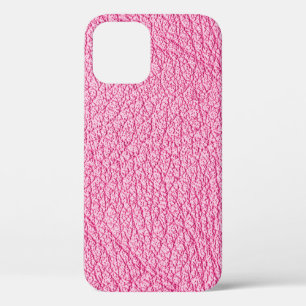 Close-up pink leather, textured background. iPhone 12 case