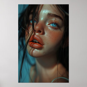 Close-Up Portrait of a Beautiful Girl Poster