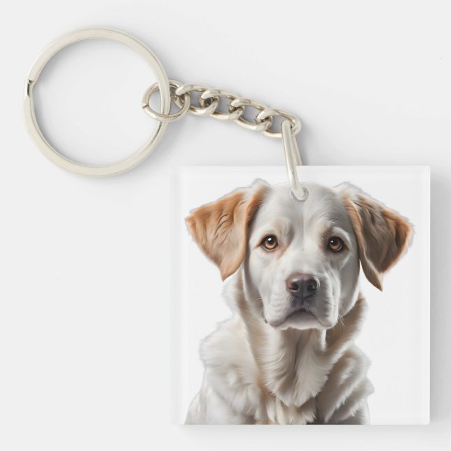 Close-Up Portrait of a Sweet-Faced Dog Key Ring (Front)