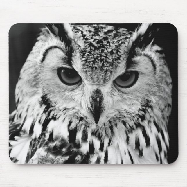 Close Up Portrait Of Eurasian Eagle-owl Mouse Pad (Front)