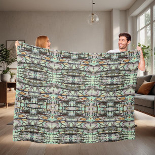 Close-up scene of birch log stumps, rustic charm fleece blanket