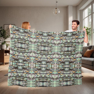 Close-up scene of birch log stumps, rustic charm fleece blanket